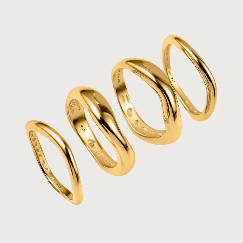 Women’s vintage diamond rings-Molto Wave Stacker Set