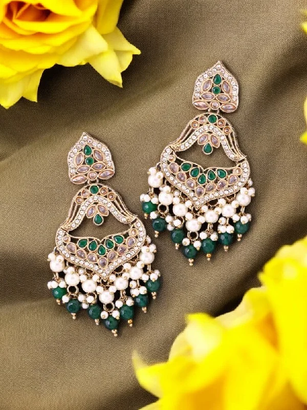 Women’s pearl drop stud earrings-Emerald Navyaani Chandbalis