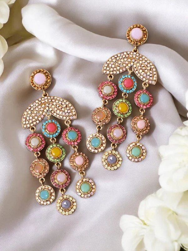 Women’s wedding earrings-Multicolor Mayavi Danglers