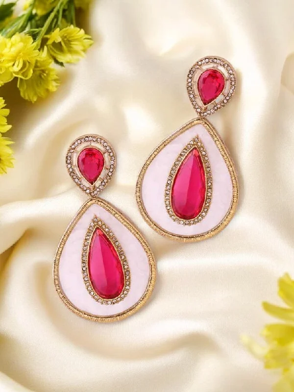 Women’s gold hoop earrings-Rani Brishti Danglers