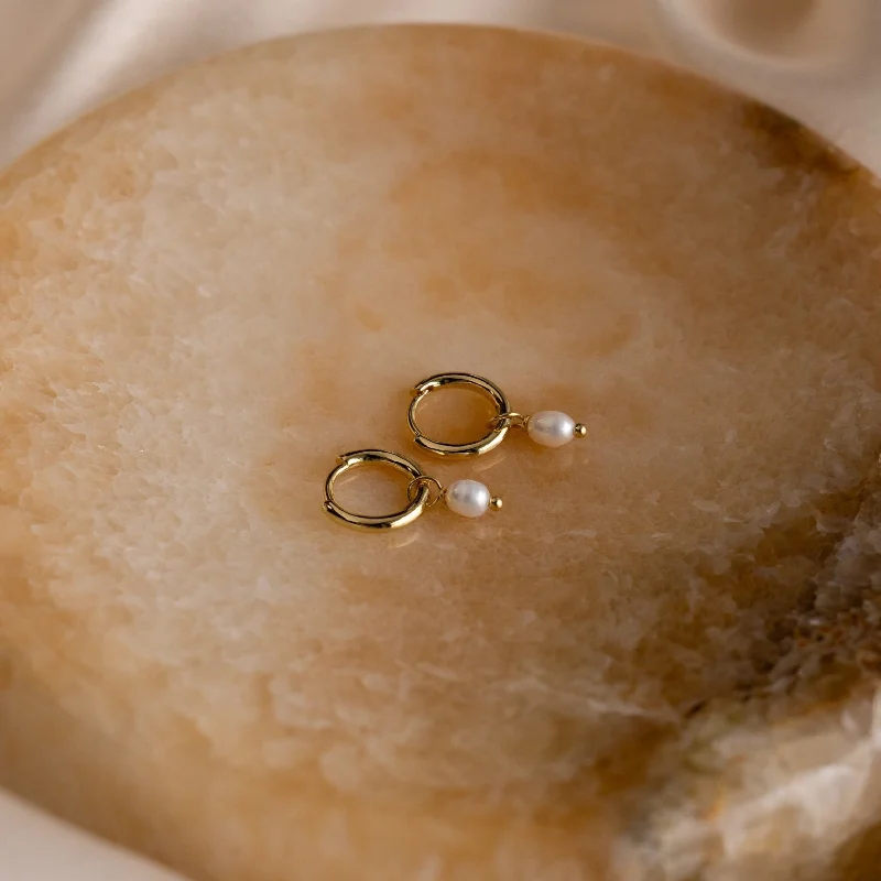 Women’s cocktail earrings-Dainty Pearl Huggies