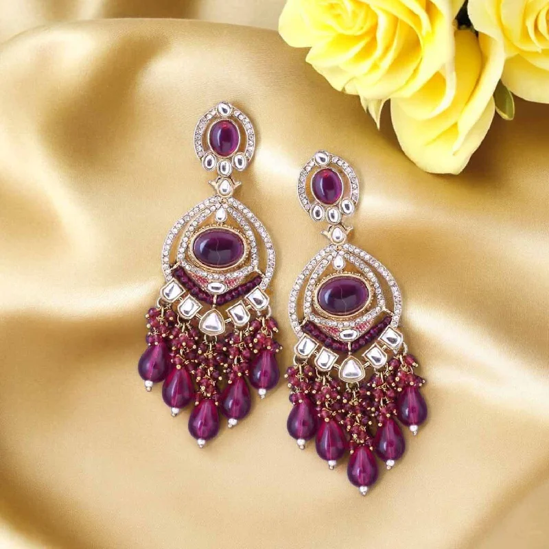 Women’s boho earrings-Wine Nina Chandbalis