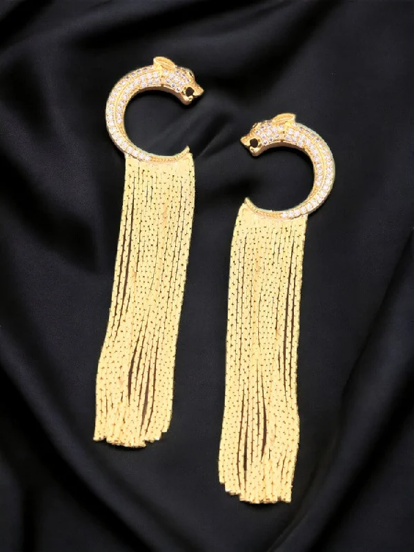 Women’s large hoop earrings-Golden Beatriz Tassels