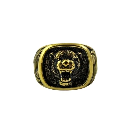 Women’s large statement rings-Brass x "King of the Jungle" Signet