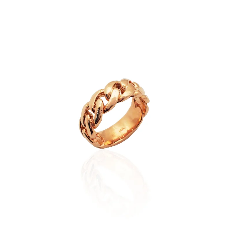 Women’s large gemstone rings-Cuban Link Band (14K)