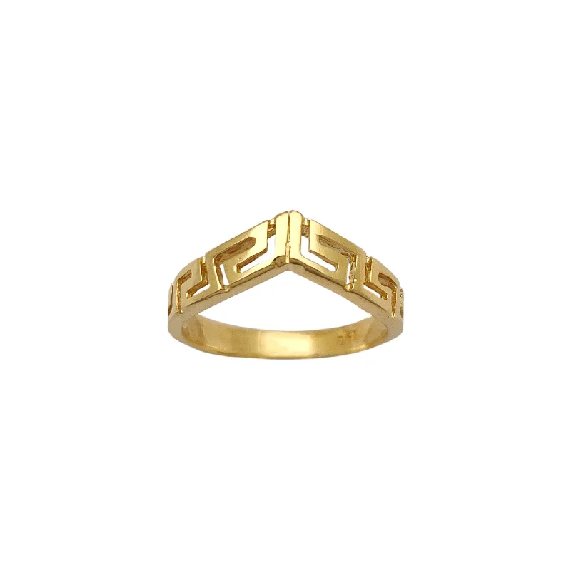 Women’s vintage wedding rings-Chevron Greek Key Band (14K)