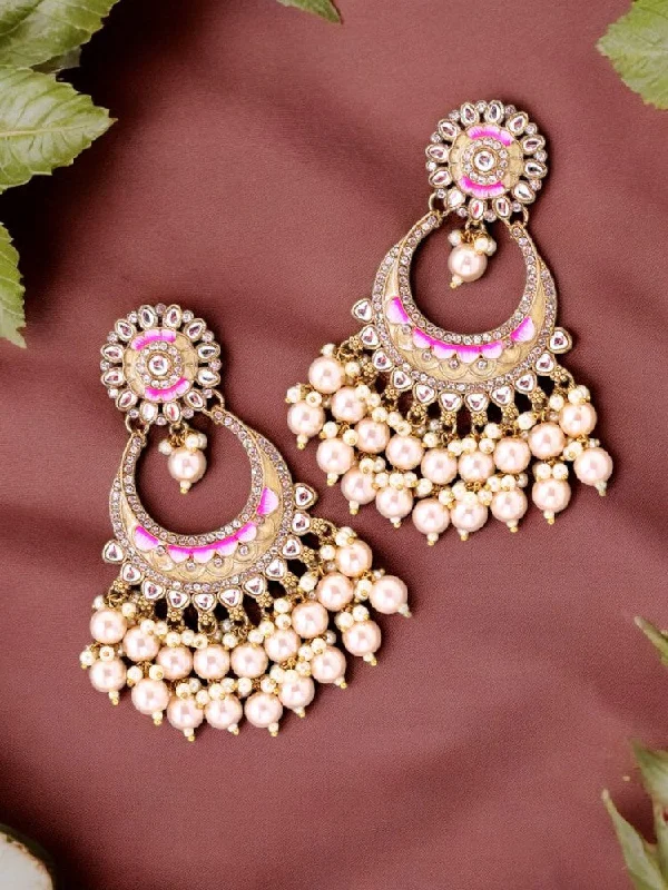 Women’s stackable earrings-Golden Aanshi Chandbalis