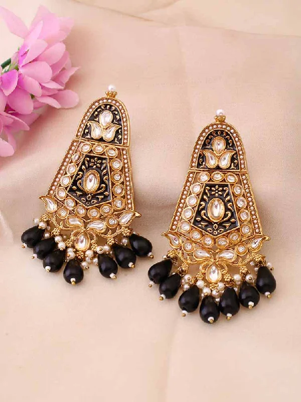 Women’s geometric earrings-Jet Aasavari Danglers