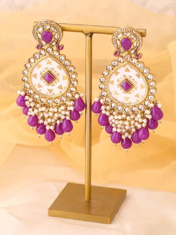 Women’s ruby earrings-Purple Bani Chandbalis