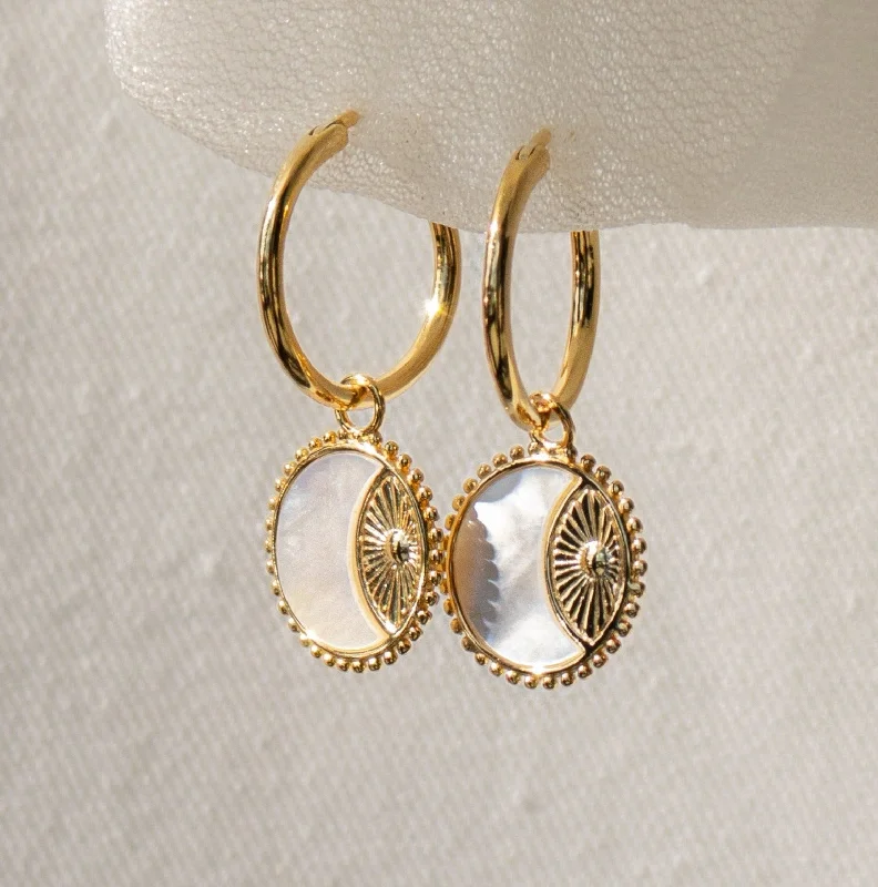 Women’s stackable earrings-Pia Pearl Coin Hoops