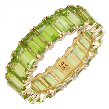 Women’s diamond solitaire rings-14k Gold Emerald Cut Peridot Eternity Band