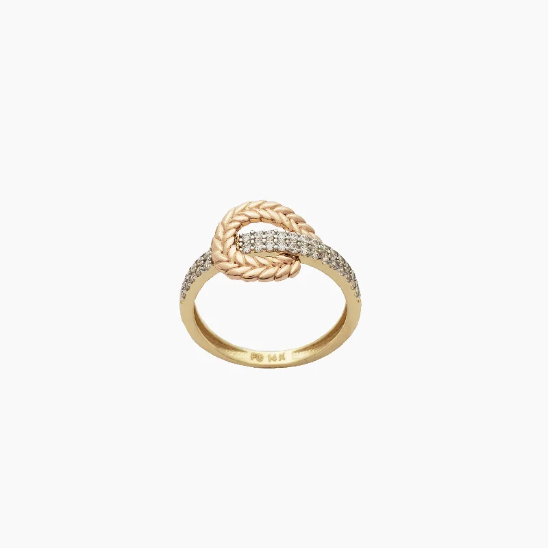 Women’s colorful engagement rings-Yellow Gold Pave Rose Gold Wheat Band (14k)