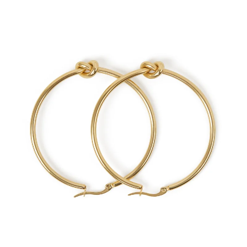 Women’s bridal earrings-Knotted Hoop Earrings - Gold