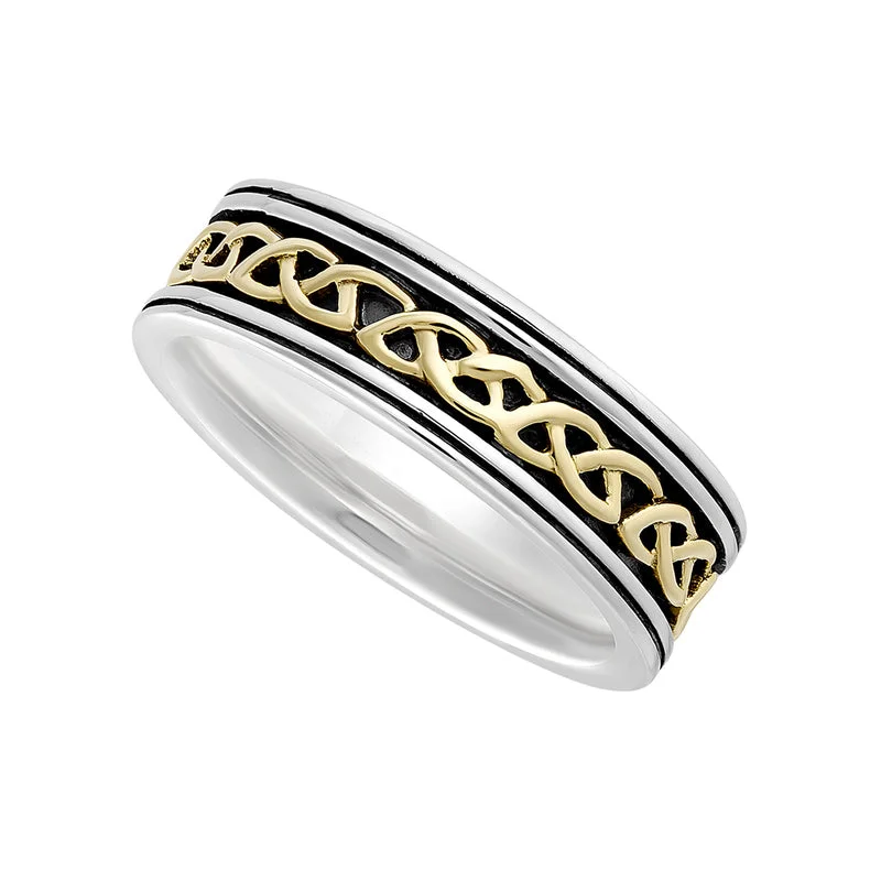 Women’s sterling silver engagement rings-Ladies Celtic Silver Gold Band