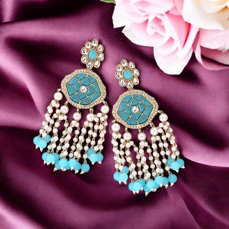 Women’s luxury hoop earrings-turquoise-radhima-tassels