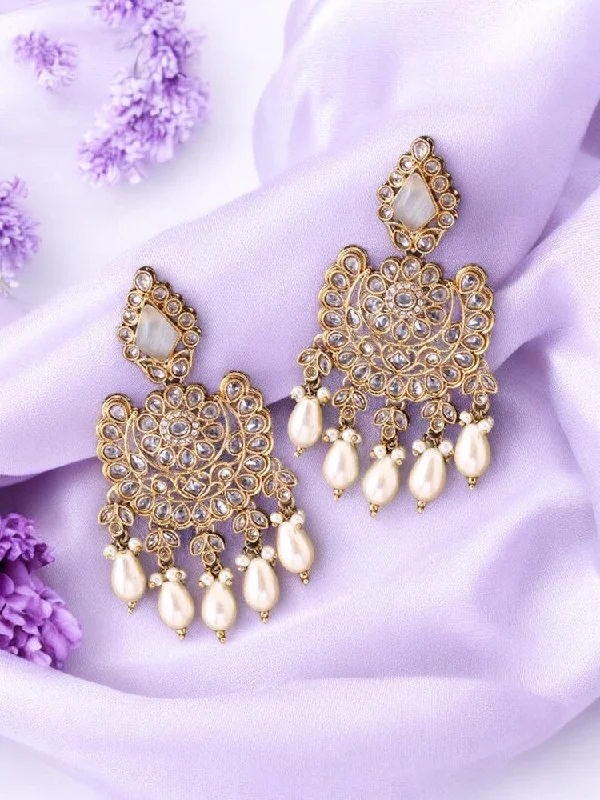 Women’s delicate earrings-Ivory Champa Chandbalis