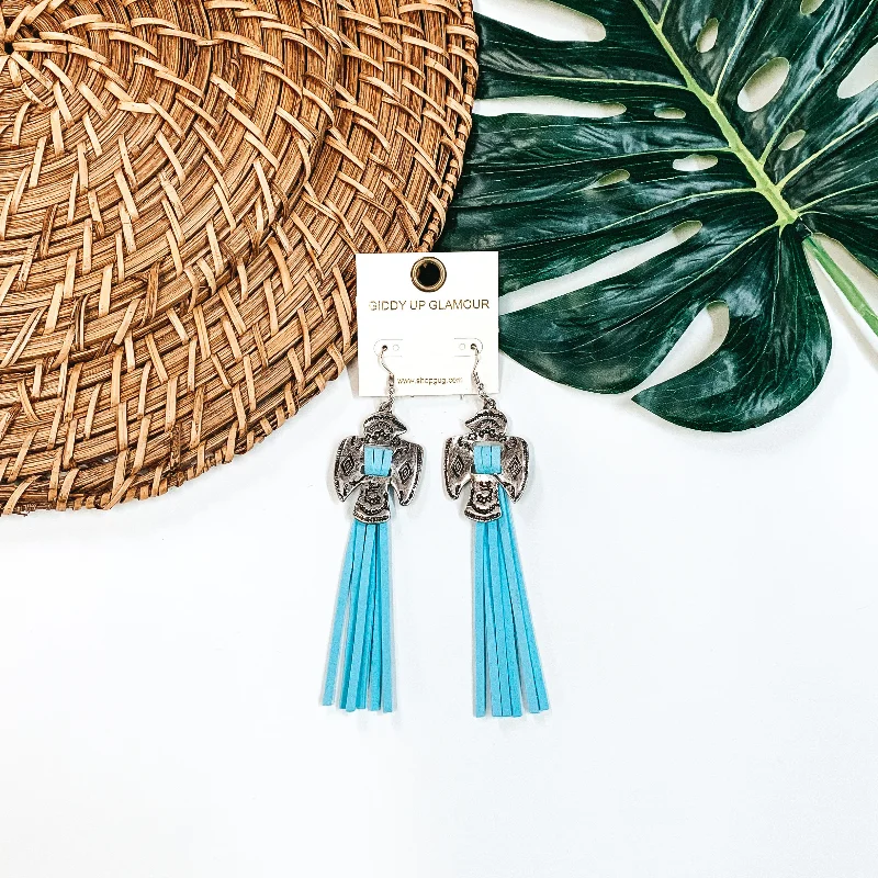 Women’s luxury hoop earrings-Thunderbird Tassel Earrings in Turquoise