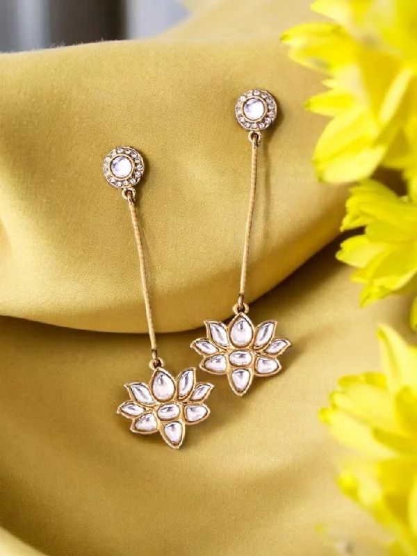 Women’s fashion stud earrings-Golden Vanika Danglers