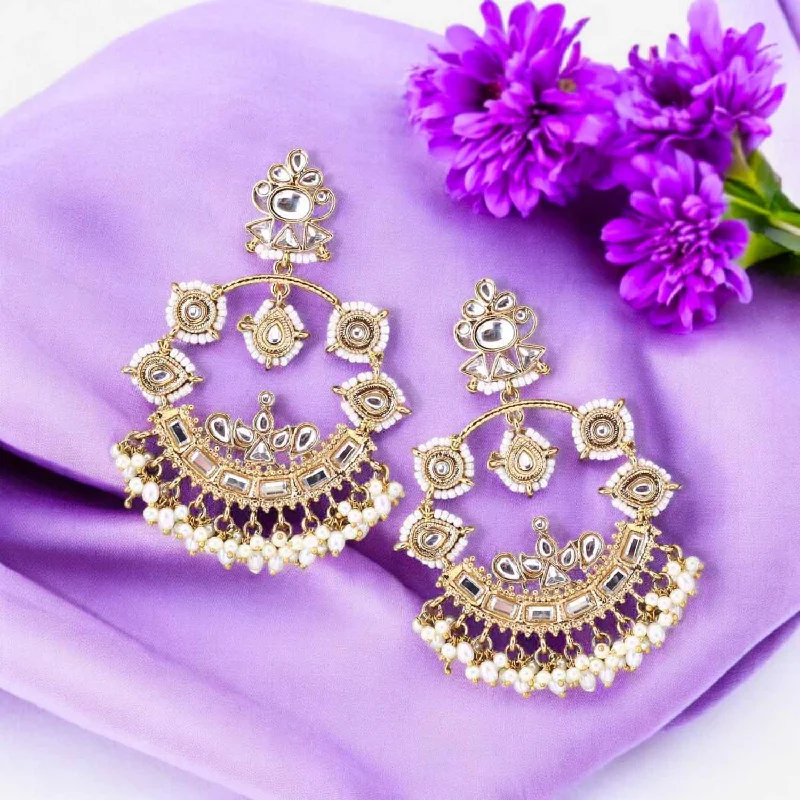 Women’s wedding earrings-Ivory Pravina Chandbalis