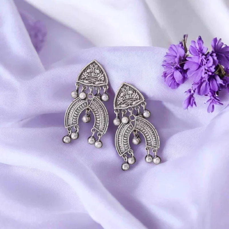 Women’s rose gold earrings-Antique Jivita Oxidised Danglers