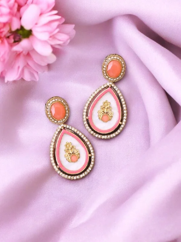 Women’s hoop earrings-Coral Pritika Danglers