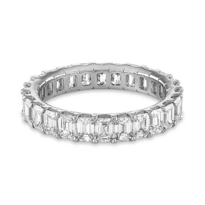 Women’s moonstone engagement rings-SIGNATURE COMFORT FIT EMERALD CUT ETERNITY BAND - 3.25 CTW