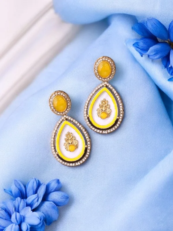 Women’s gold hoop stud earrings-Lemon Pritika Danglers