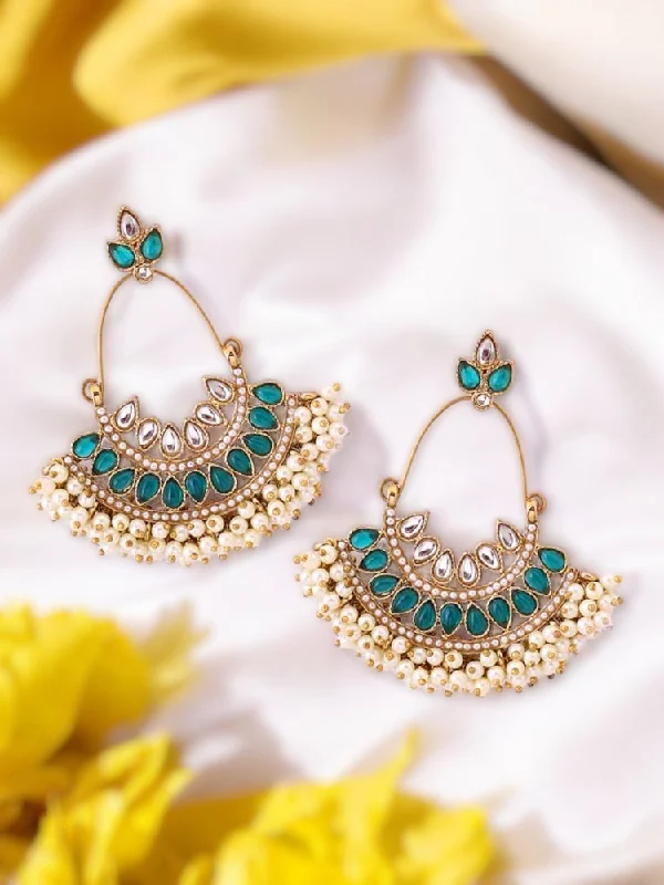 Women’s birthstone earrings-Emerald Yuvika Chandbalis