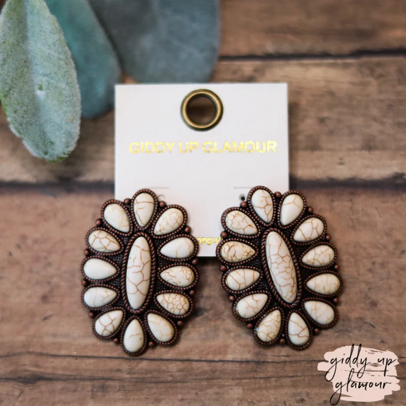 Women’s large hoop earrings-Oval Cluster Earrings in Ivory