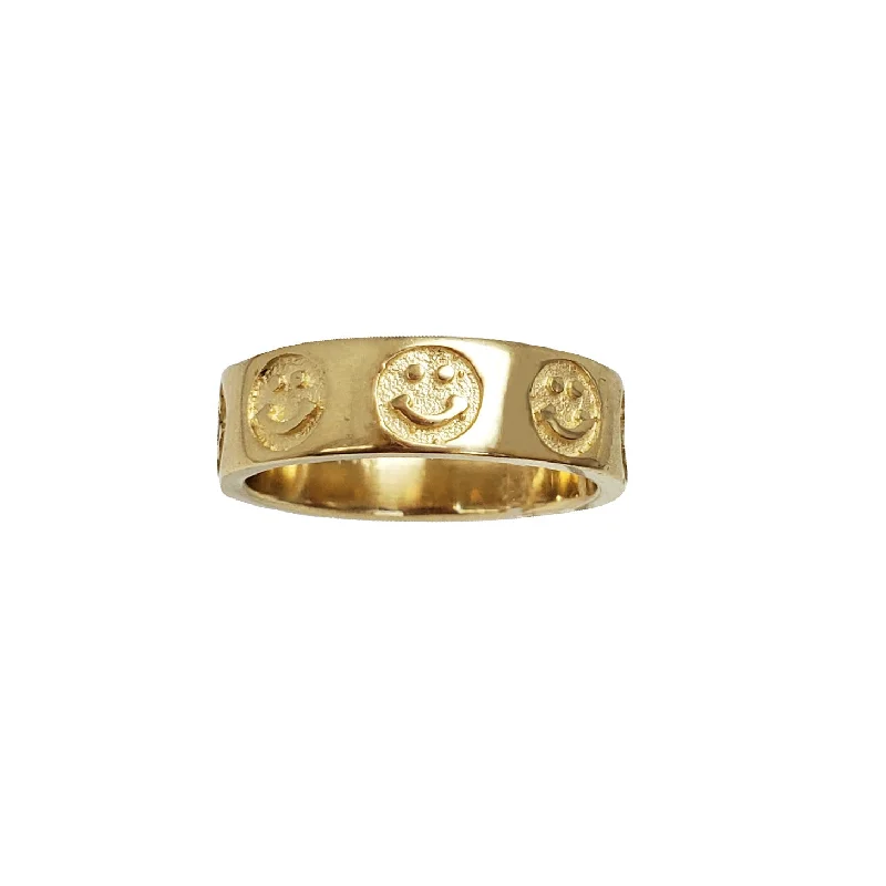 Women’s statement rings-Smiley Face Eternity Band (14K)