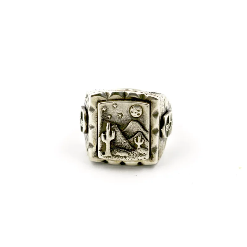 Women’s floral rings-Silver x "Arizona Nights" Signet