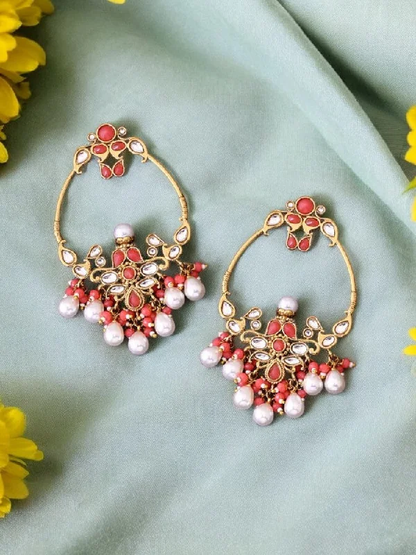 Women’s gold statement earrings-Coral Tia Chandbalis