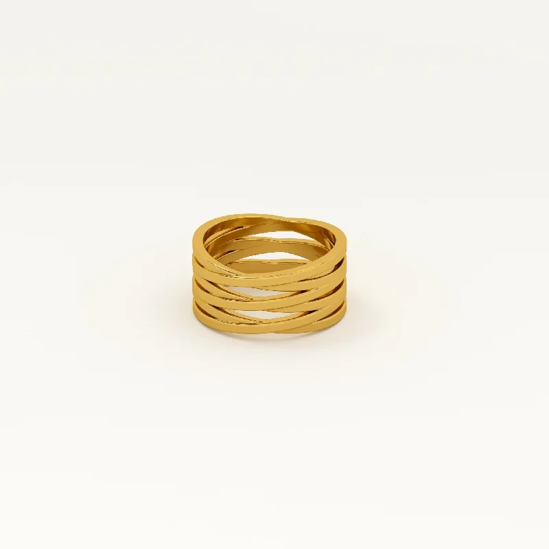 Women’s gold-plated rings-Chunky Interlace Fusion