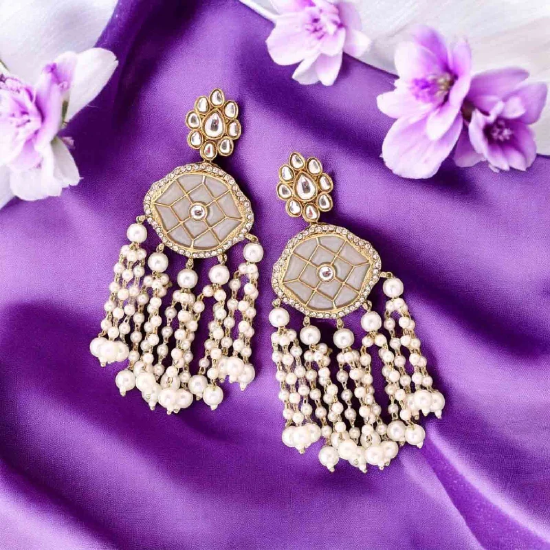 Women’s tribal earrings-Ivory Radhima Tassels