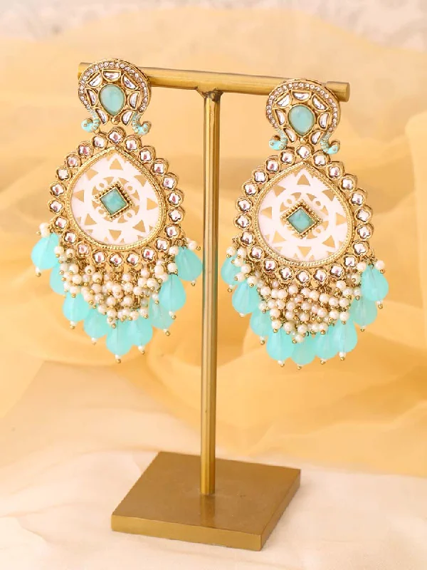 Women’s abstract earrings-Turquoise Bani Chandbalis