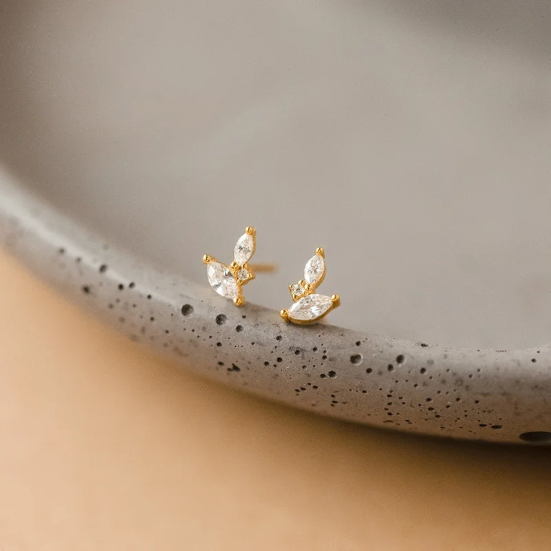 Women’s matching earrings-Flora Marquise Studs