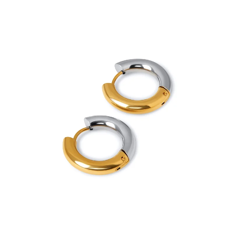 Women’s cocktail earrings-Contrast Hoop Earrings - Gold/Silver