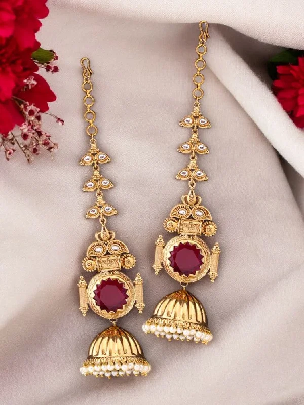 Women’s rose gold earrings-Rani Hemavati Sahara Jhumkis