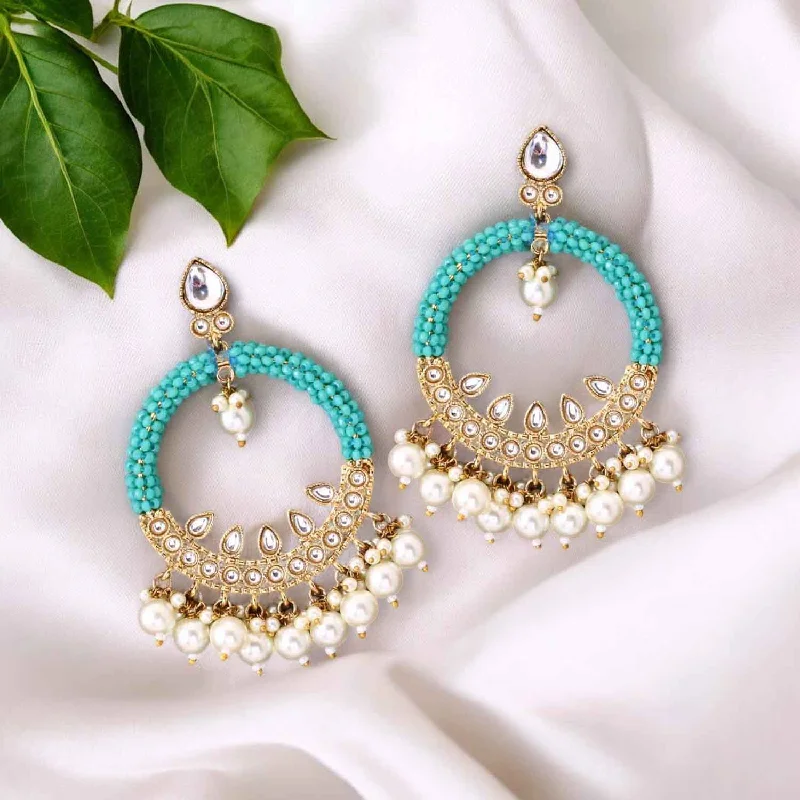 Women’s clip-on earrings-Turquoise Meeru Chandbalis