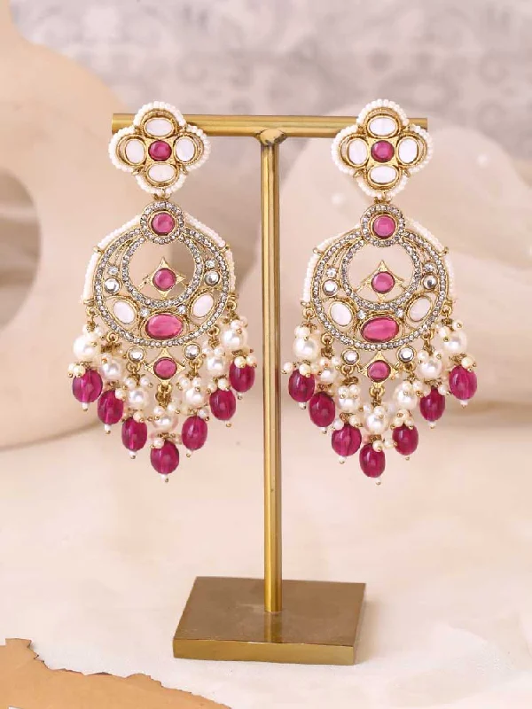 Women’s bridal earrings-Wine Ishika Chaandbalis