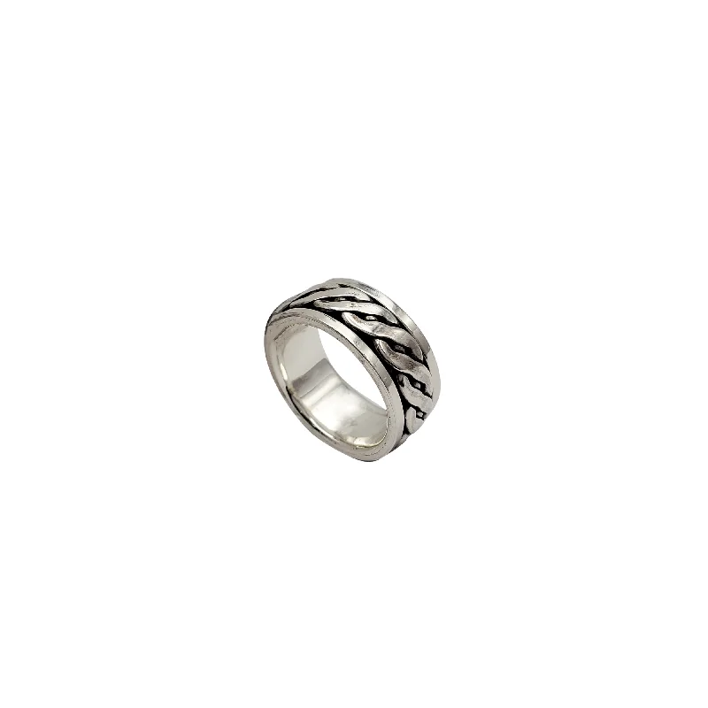 Women’s vintage rings-Antique-Finish Cuban Band (Silver)