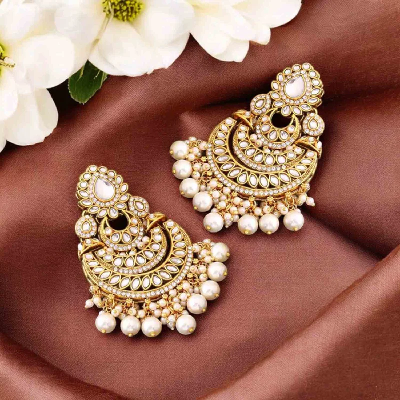 Women’s pearl earrings-Ivory Arjuna Chandbalis