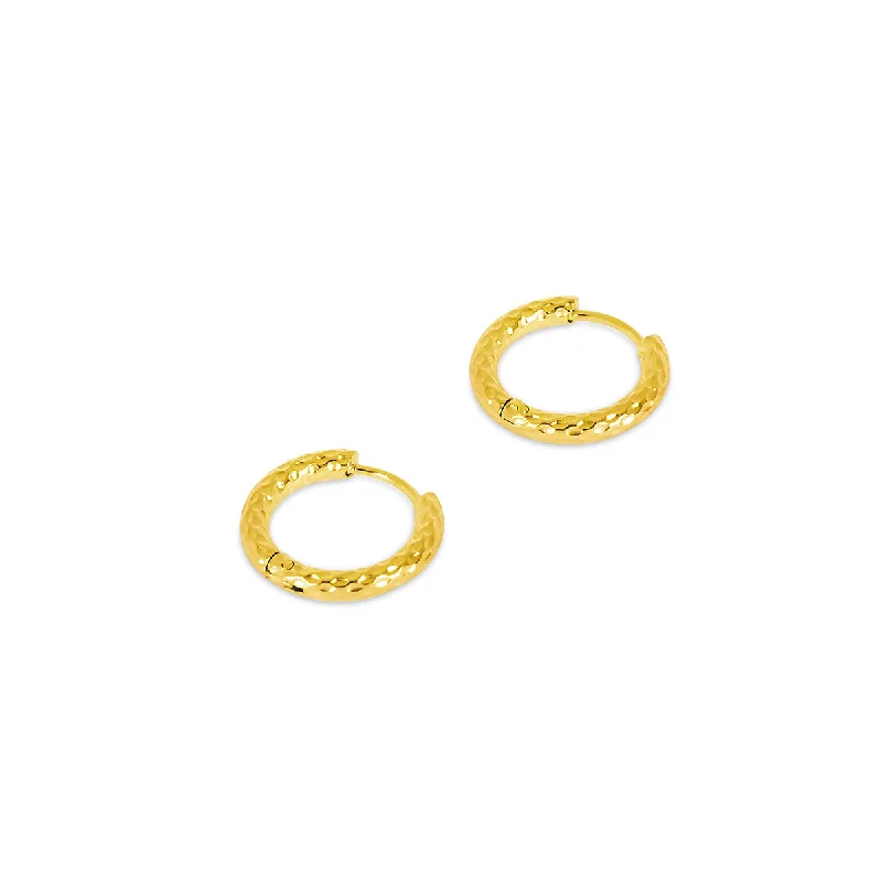 Women’s chandelier diamond earrings-Textured Huggie Earrings - Gold