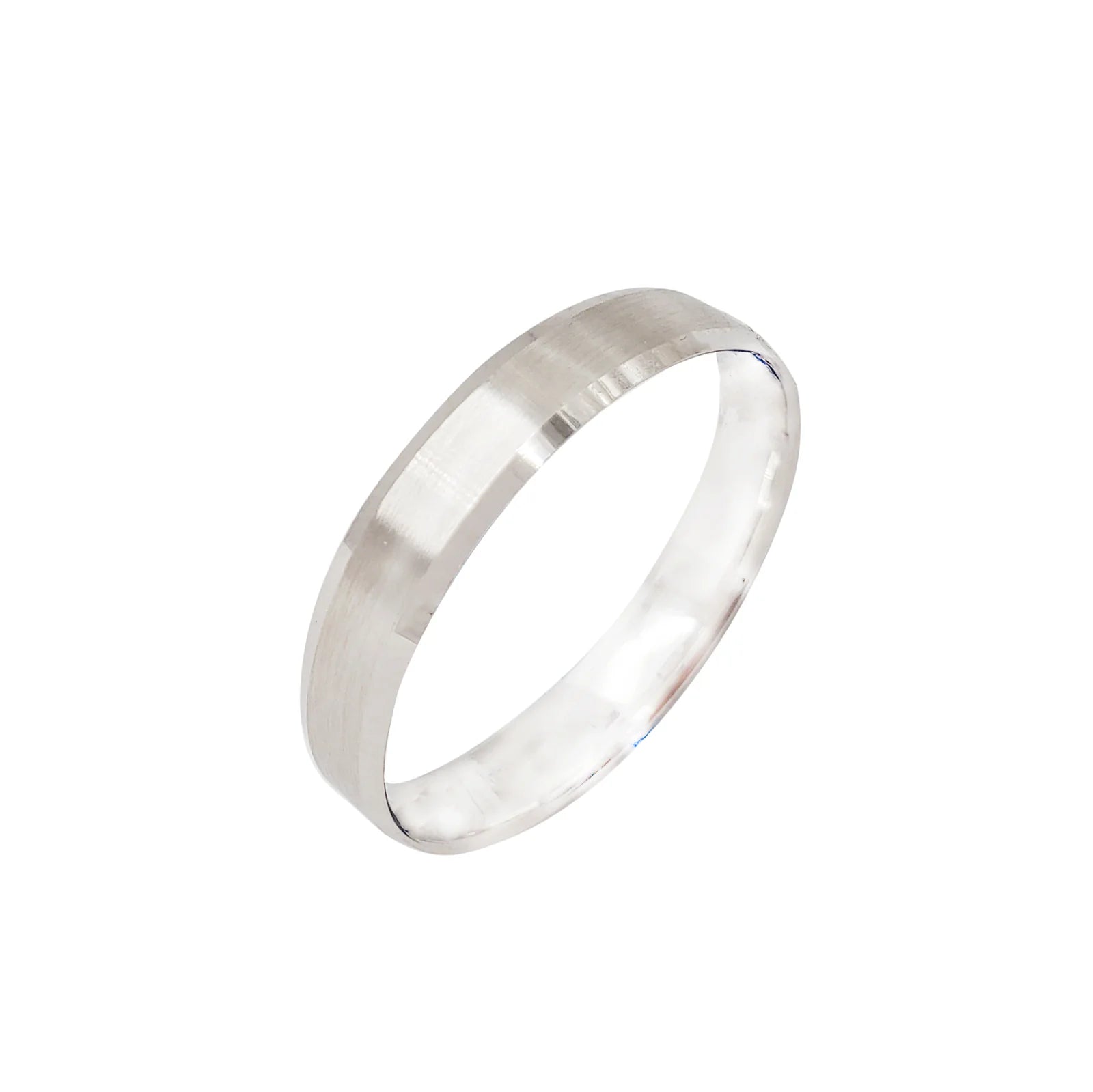 Women’s platinum rings-Beveled-Edge Satin Band (14K)