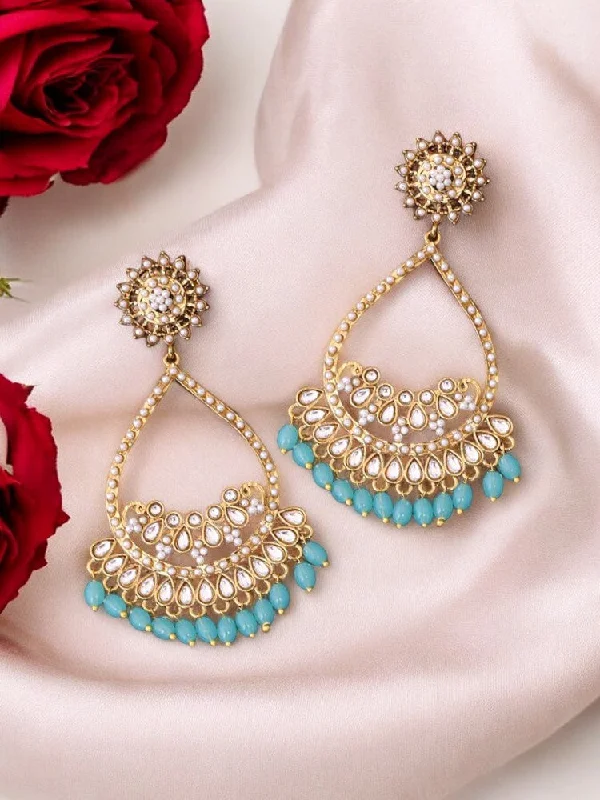 Women’s drop earrings-Turquoise Mishti Chandbalis