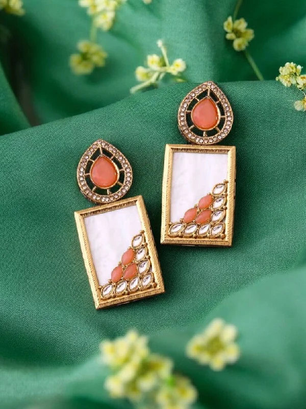 Women’s gold earrings-Coral Jisha Danglers