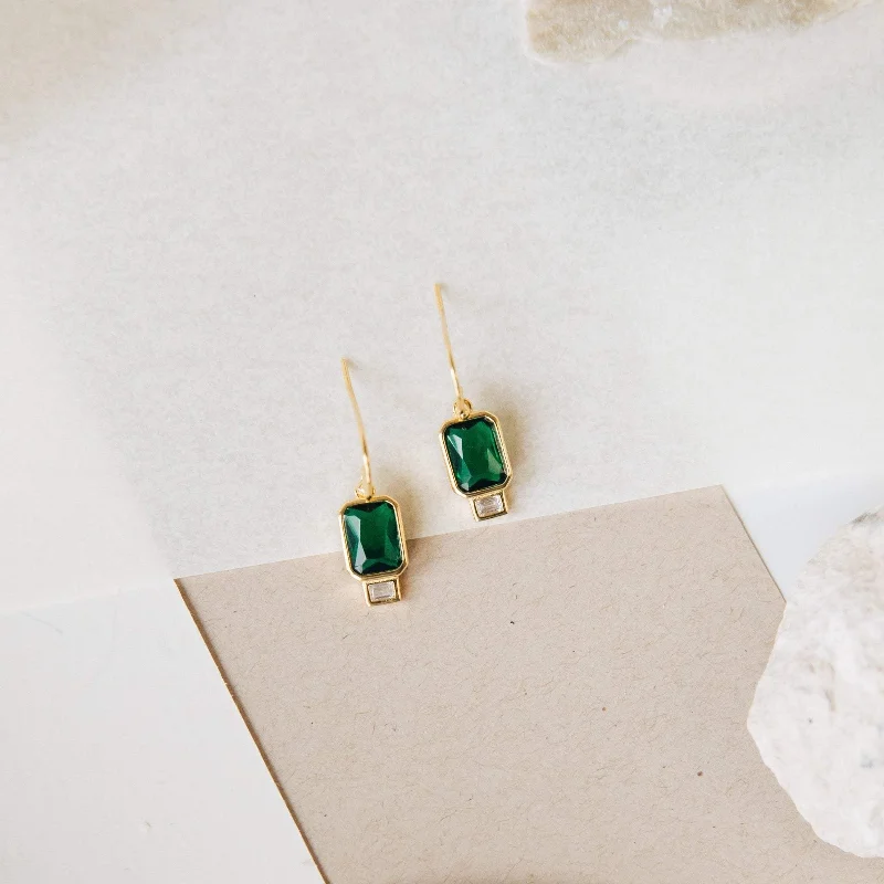 Women’s pearl drop earrings-Emerald Drop Earrings