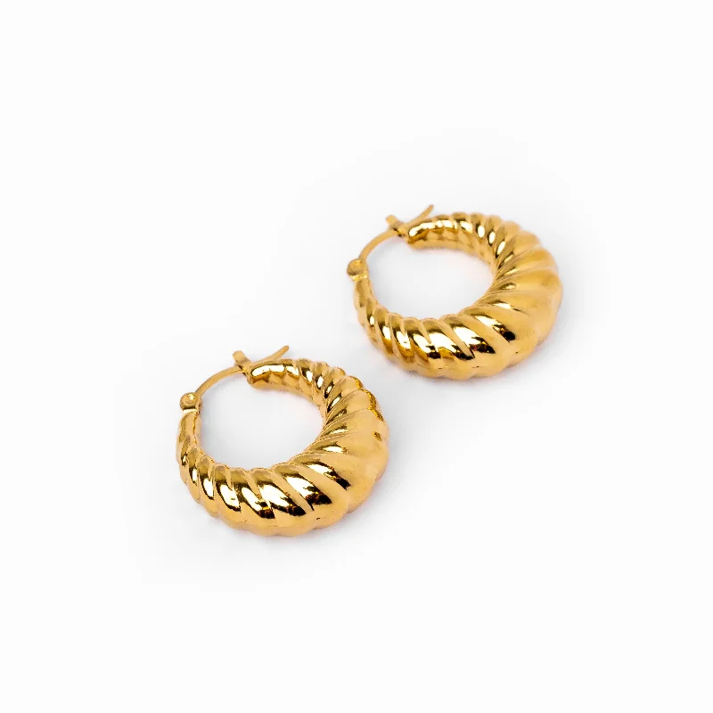 Women’s boho earrings-Croissant Hoop Earrings - Gold