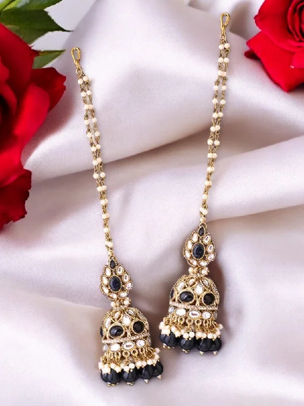 Women’s multi-layer earrings-Jet Gita Sahara Jhumkis