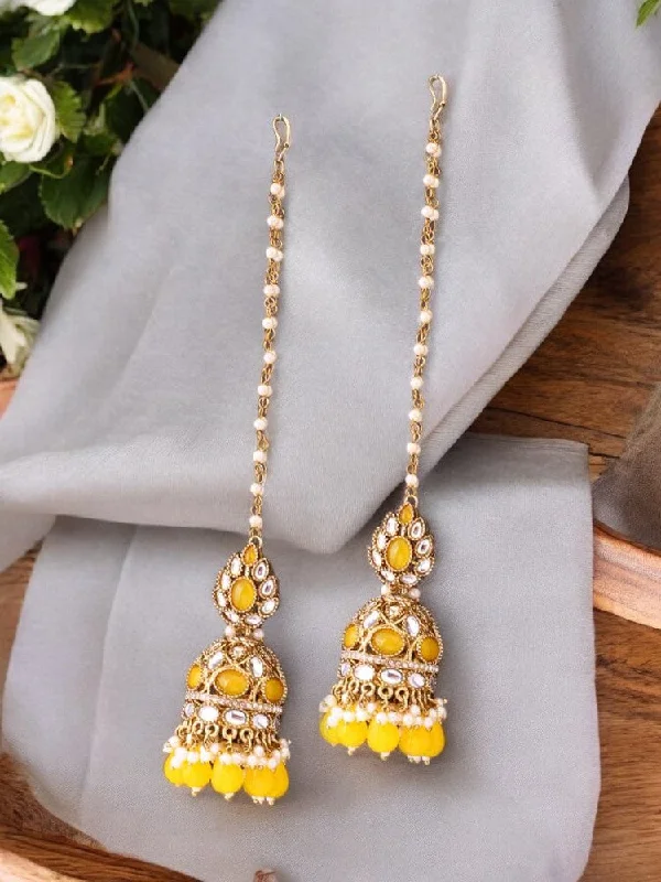 Women’s bridal earrings-Lemon Gita Sahara Jhumkis